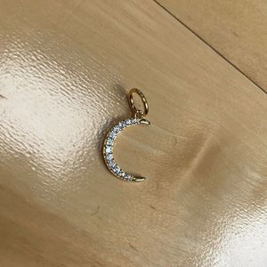 14K Gold Plated Sterling Silver CZ Moon Charm